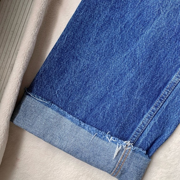 Zara Distressed Denim Wide Leg Jeans - Picture 8 of 12